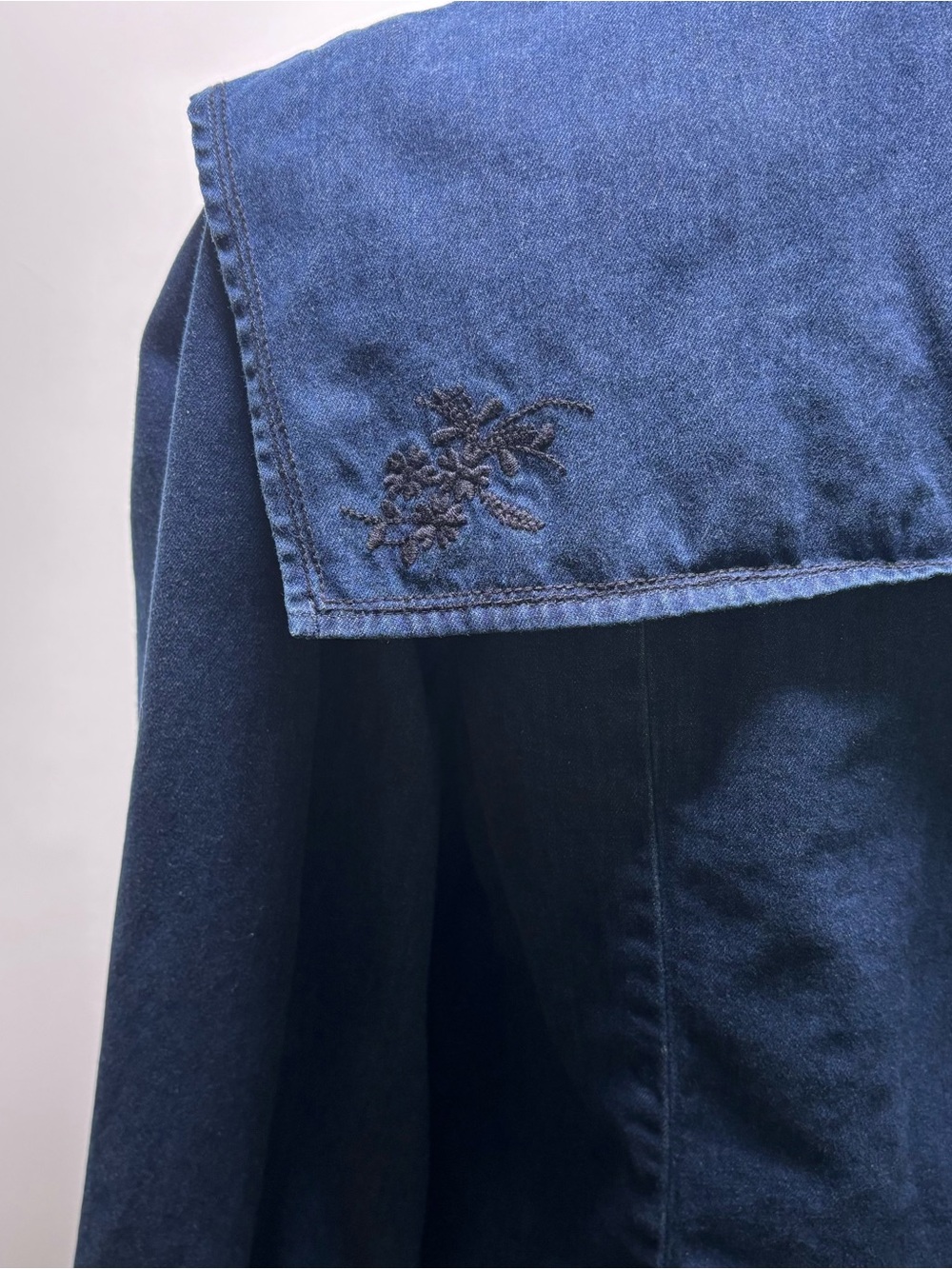 & Other Stories Blue Denim Button-Down Sailor Collar Shirt Size 4 - Picture 6 of 12